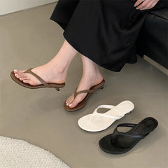 LBSFY -Summer Fashion Comfortable Round Clip Toe Slippers Women Thin Low Heels Casual Sandals Flip Flops Beach Shoes Zapatos De Mujer