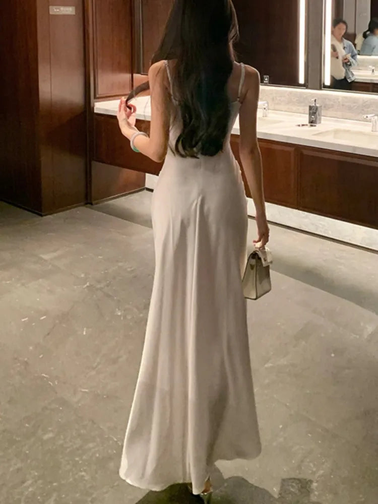LBSFY -Spring Summer French Lace Spliced Mermaid Dress Elegant Solid strap Pleated Women's Dresses Evening Party Abend Kleider 2025 New