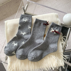 Lbsfy Women Socks Korean Style New Fashion Comfortable Casual Cute Socks Female Bow Kawaii Warm Loose Socks For Girls Cartoon Trendy