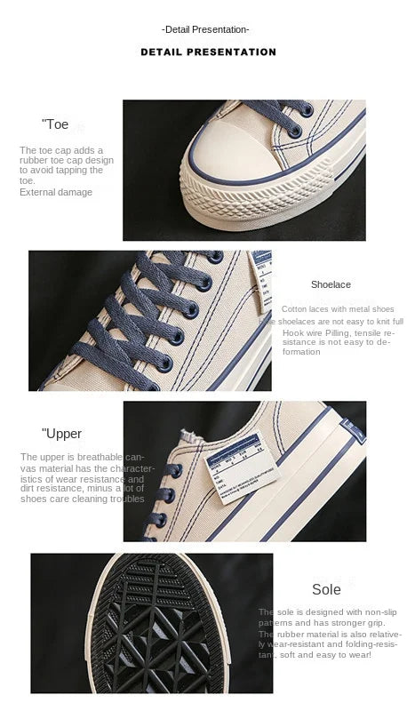 LBSFY -Solid Color Low Cut Korean Style Casual Thick Soled Canvas Shoes for Women Versatile Thick Soled Shoes for Heightening