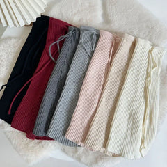 Lbsfy Y2K Strappy Design Flared Leggings Korea Women Knitted Covers Socks Leg Warmers Winter Thickened Calf Socks Harajuku Leg Covers