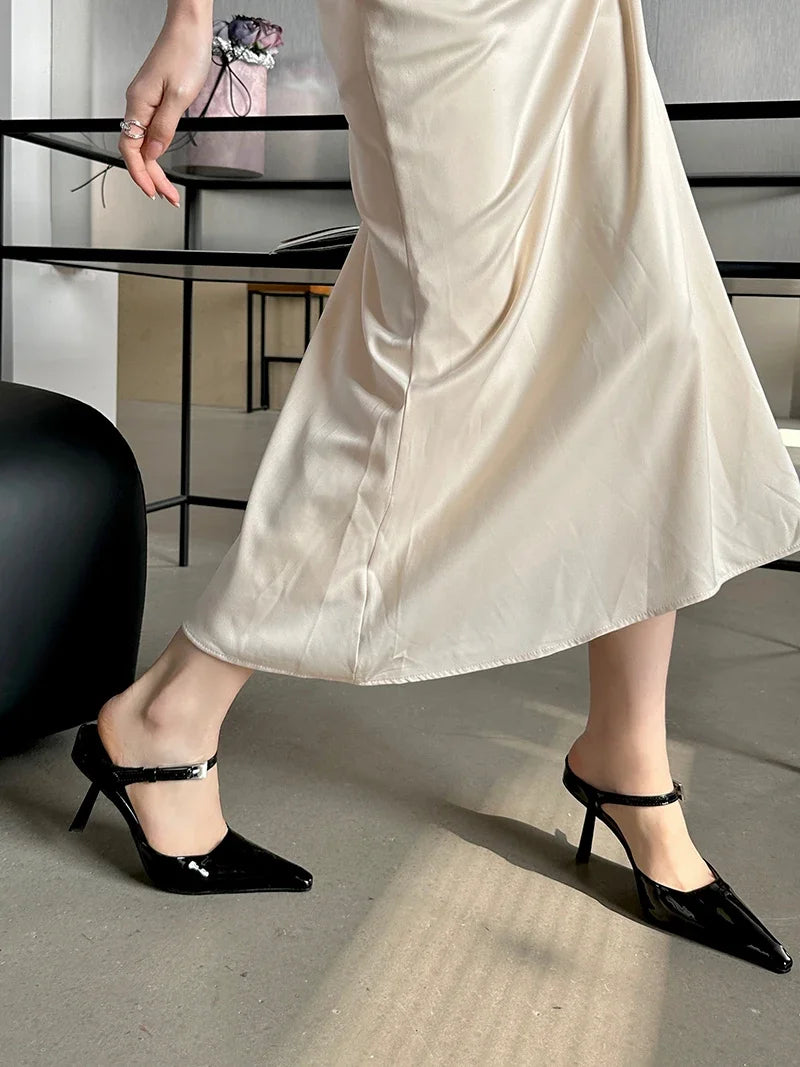 LBSFY -Sexy Thin High Heels Mules Woman Pumps Slippers Elegant Pointed Toe Shallow Buckle Strap Dress Female Shoes