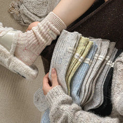 Lbsfy Wool Socks For Women Japanese Style Girls Loose Socks Wool Warm Dot yarn Casual Simple Casual Striped Female Thick Socks Soft