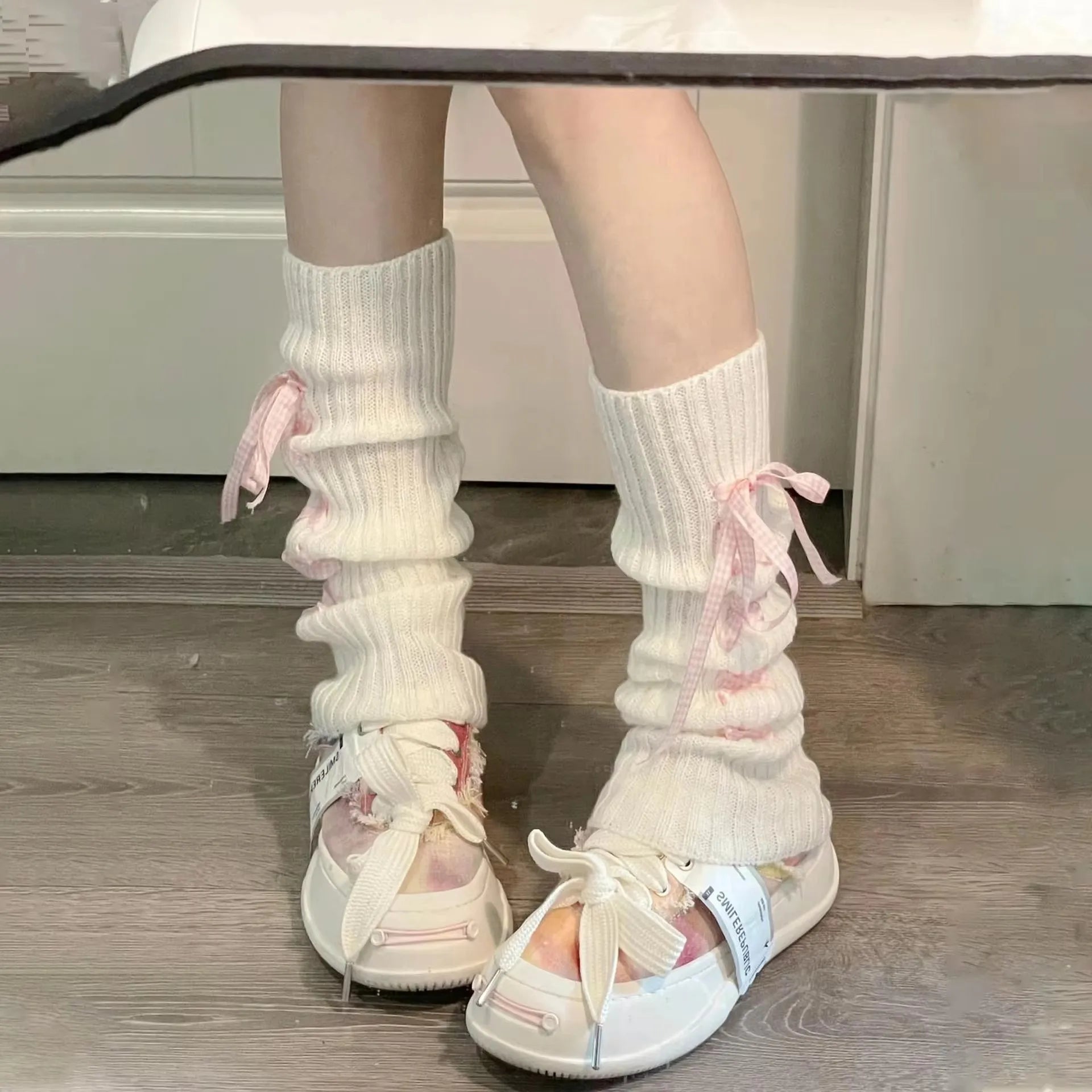 Lbsfy Socks Woman Autumn and Winter Leg Warmer Wide Legs Black White Lolita Socks for Women Stripe