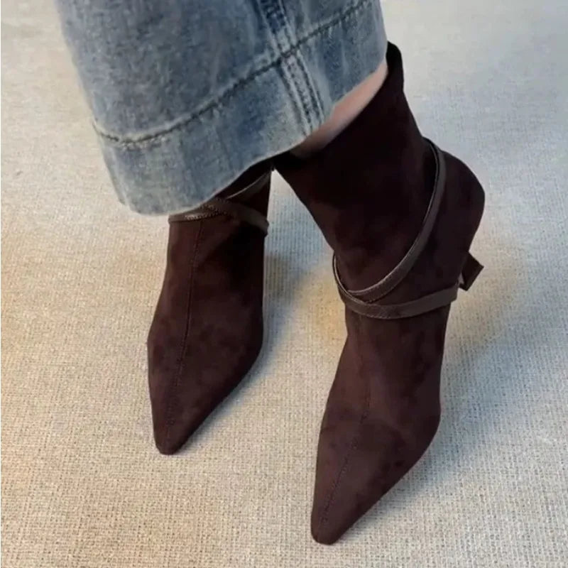 LBSFY -Autumn Fashion Elastic Slim Women Ankle Boots Fashion Party Stripper Female Shoes Ladies High Heel Short Botas Para Mujer