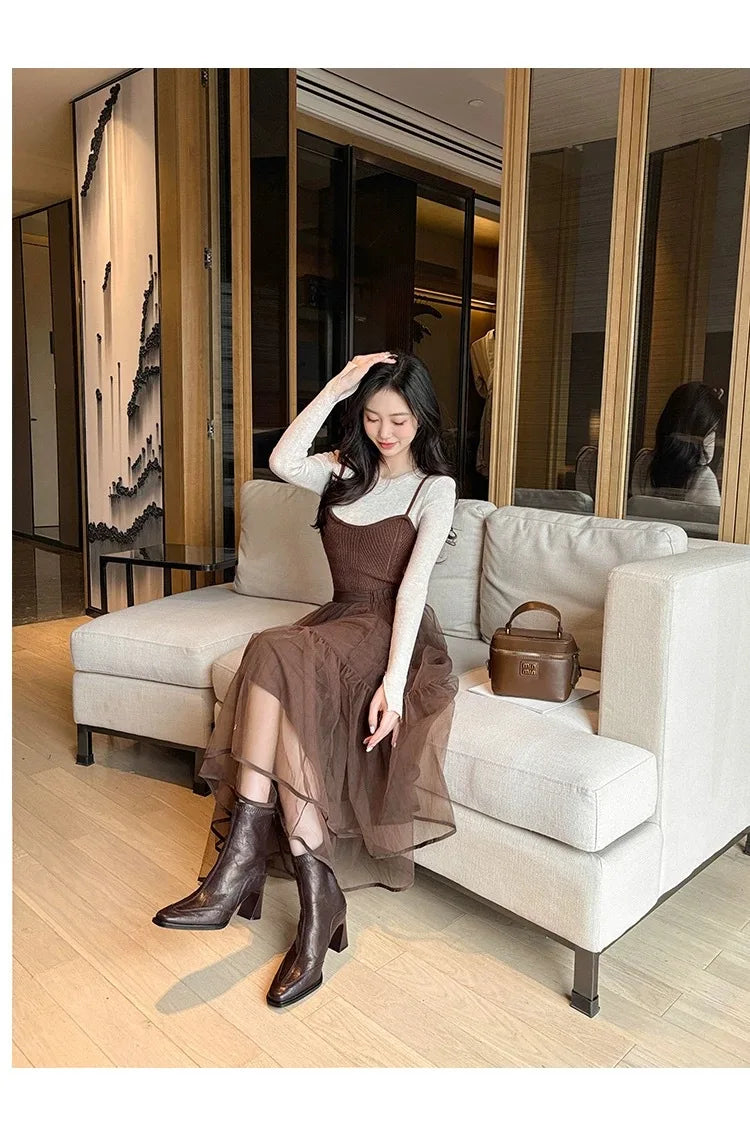 LBSFY -2025 Vintage High Heel Women Ankle Boots Fashion Square Toe Short Booties Autumn Winter Ladies Shoes Botas Mujer