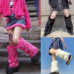 Lbsfy Furry Leg Warmers Fur Socks Women Fur Leg Warmers Jk Boots Socks Girls Boot Cover Harajuku Fur Winter Spice Foot Warming Cover