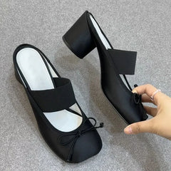 LBSFY  -  South Korean Handmade Apple Headed Sandals for Women's Outdoor Wear New Summer Style with Bow Bow, Thick Heels and High Heels