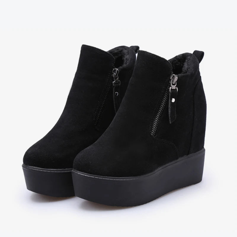 LBSFY  -  Winter Autumn Wedges Short Boots Women High Heel Snow Boots Short Plush Fur Ankle Boots Increased Internal Female Platform Shoes