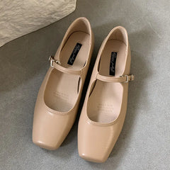 LBSFY  -   Summer New Brand Women Sliver Flats Fashion Square Toe Shallow Mary Jane Shoes Soft Casual Ballet Shoes Slingback Shoes