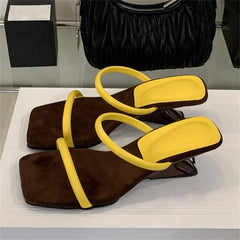 LBSFY -Summer Fashion Square Toe Woman Slippers Pumps Design Narrow Band Strange Low Heels Female Shoes Zapatos De Mujer