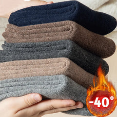 Lbsfy Winter Merino Wool Socks for Men Super Thick Warm High Quality Harajuku Retro Snow Casual Antifreeze Cashmere Socks Men 3 Pair