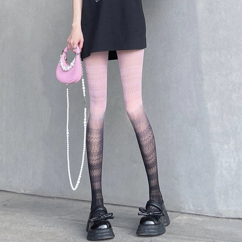 Lbsfy Gradient Female Thin Tights Fashion Lolita Cosplay Girls Pantyhose Women Candy Colors Long Stockings Summer Colorful Leggings