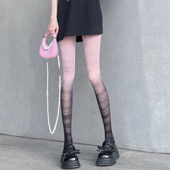Lbsfy Gradient Female Thin Tights Fashion Lolita Cosplay Girls Pantyhose Women Candy Colors Long Stockings Summer Colorful Leggings