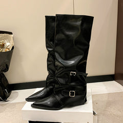 LBSFY -Designer New High-heeled Women Boots Pointed Toe Long Boots for Women Sexy Punk Gothic Boots Paris European and American Female