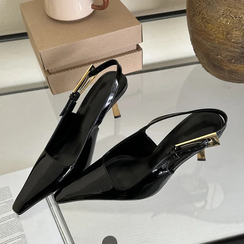 LBSFY -Street Style New Design Thin High Heels Women Pumps Buckle Strap Pointed Toe Party Banquet Slingbacks Female Shoes