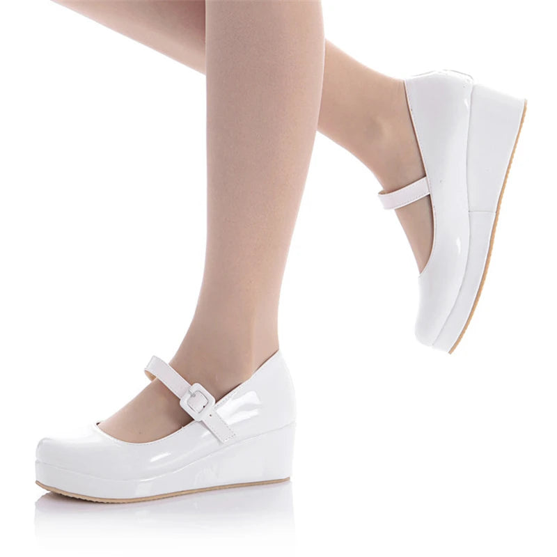 LBSFY  -  Sweet Lolita Shoes Round Head Muffin Heel Shallow Mouth Women Shoes Bowknot Kawaii Shoes
