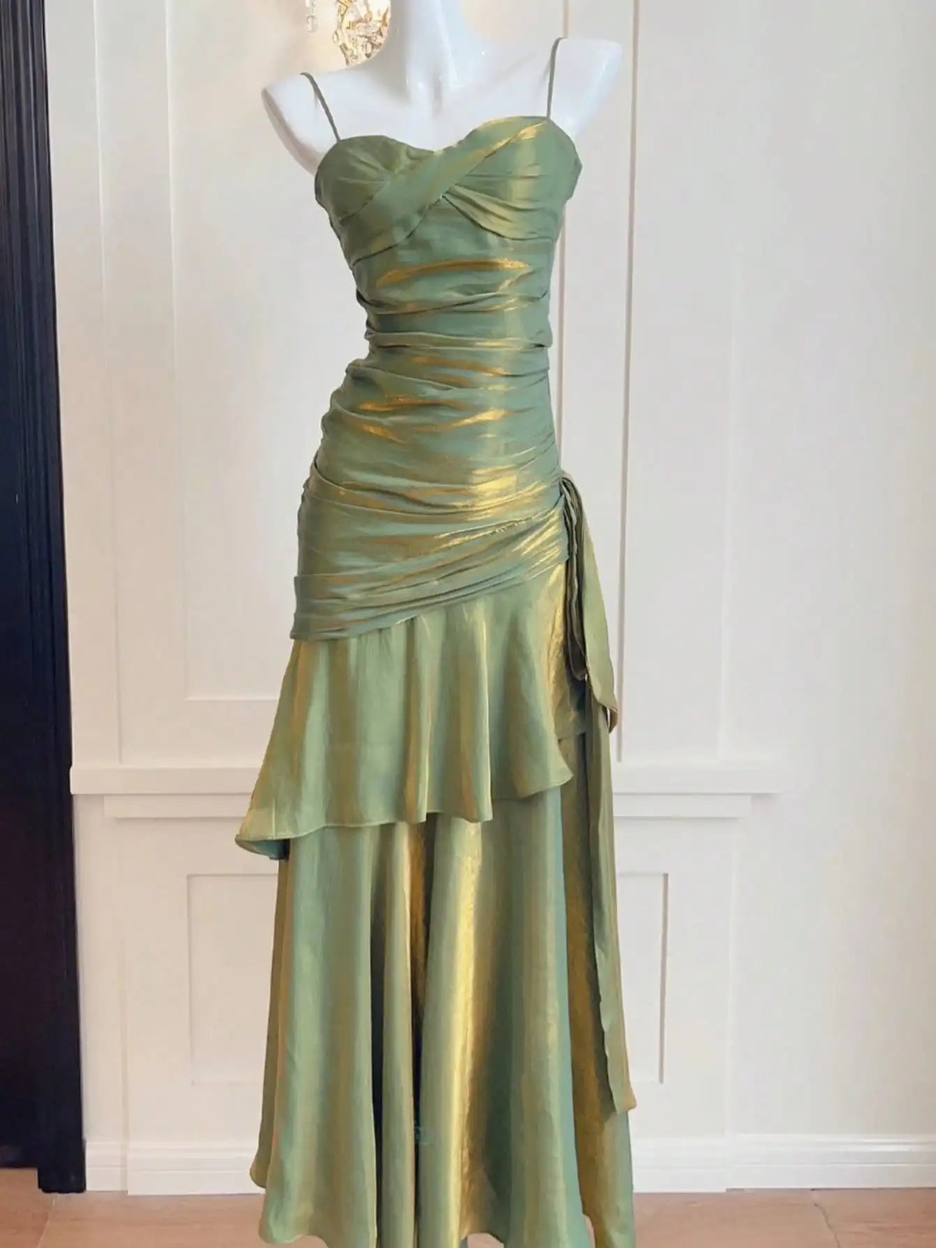 LBSFY -Elegant Spaghetti Straps Ruffles Graduation Party Dress Slim Waist Women Wedding Bridesmaid Dresses Festival Formal Clothes 2025