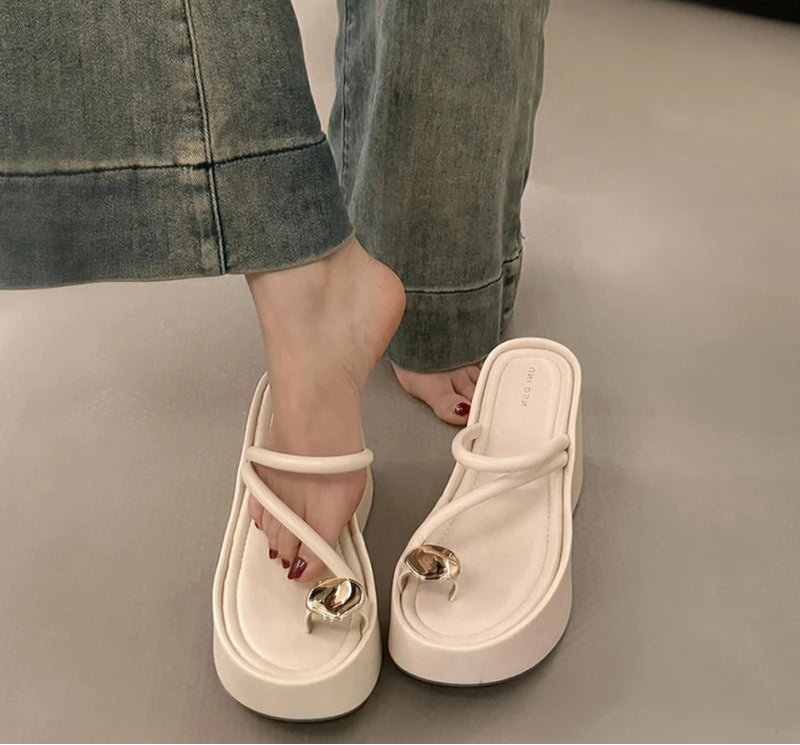 LBSFY - Summer Platform Wedges Heel Women Flip Flop Fashion Clip Toe Slippers Shoes Beach Vacation Female Slides
