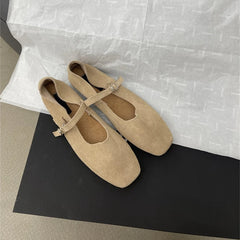 LBSFY  -  2025 new Mary Jane women's shoes suede leather non-slip ballet flat shoes square toe comfortable female shoes