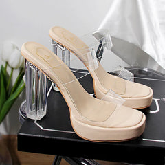 LBSFY  -  Designer Summer Open Toe Women Slippes Fashion Elegant TVC Transparent Slides Shoes Ladies Sexy Party Dress High Heel Sandalias