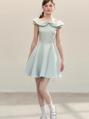 LBSFY -French Summer Retro Style Women's Dresses New Ball Gown Slim Fit Slash-Neck A-Line Short Party Dress Korean Chic Prom Vestidos