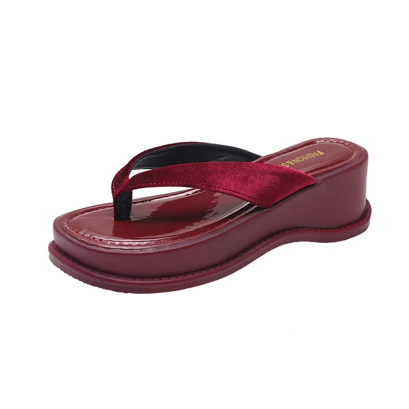 LBSFY  Summer Wedges Heel Women Flip Flop Fashion Clip Toe Slippers Shoes Beach Vacation Female Slides