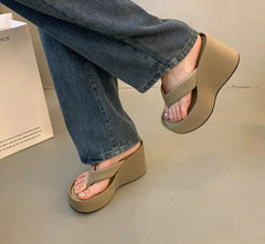 LBSFY  Summer Flip Flop Clip Toe Platform Wedges Heel Women Slippers Shoes Beach Vacation Ladies Slides Shoes