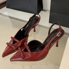 LBSFY -Spring Fashion Butterfly-knot Buckle Strap Women Pumps Sexy Pointed Toe Thin High Heels Party Wedding Shoes Zapatillas De Mujer