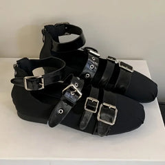 LBSFY  -  Belt Buckle Design Ballet Flat Shoes Women Retro Leisure and Comfy Summer Footwear Women Shallow Fashion Brand Mary Jane Shoes
