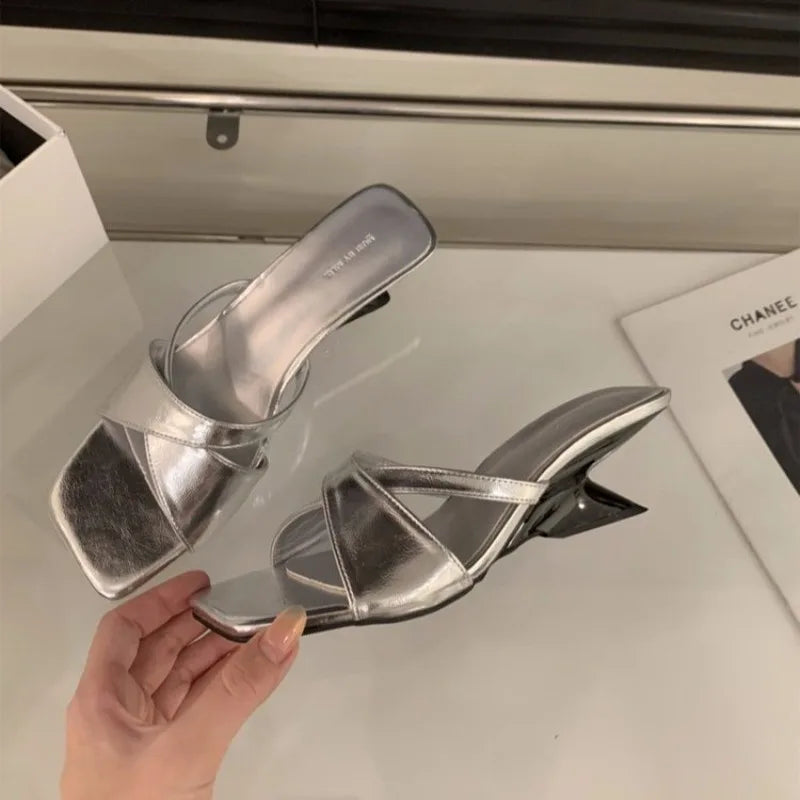 LBSFY -New Summer Slope Heel Women Slippers Shoes Fashion Open Toe Shoes Design Style Banquet Party Sandals Shoes