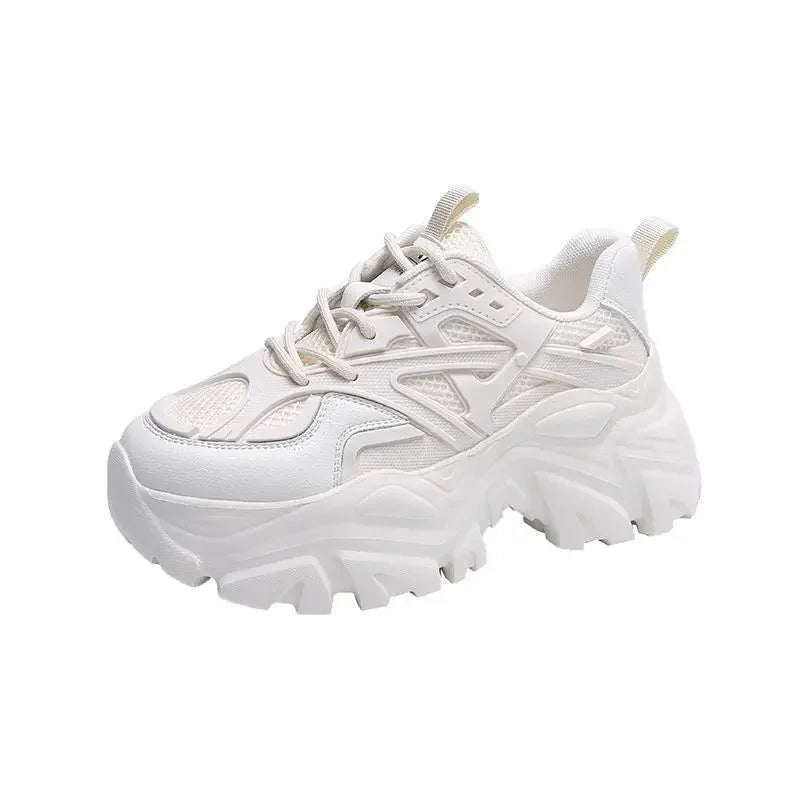 LBSFY -Women New Fashion Platform Sport Shoes Women Summer Black Casual Chunky Sneakers Women Mesh Leather Platform Shoes