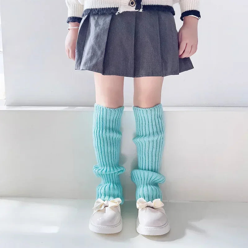 Lbsfy Children JK Lolita Leg Warmer for Girls' Autumn Winter Cute Knitted 40cm Long Foot Cover Y2K Punk Gothic Crochet Socks
