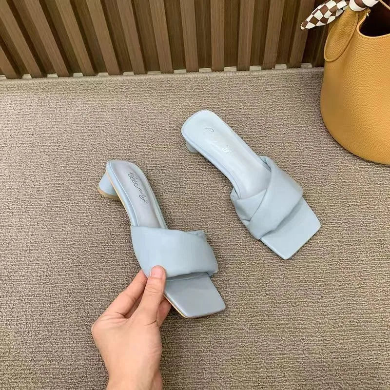 LBSFY -Women New Luxury Sandals Shoes Summer Mid Heels Chunky Casual Designer Dress Pumps Slingback Mules Shoes Zapatos Ladies