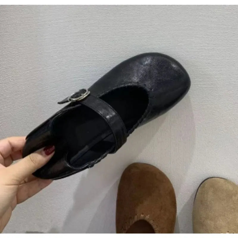 LBSFY -New Style Autumn Women Flats Round Toe Shallow Slip on Ladies Casual Ballet Shoes Soft Leather Eelgant Dress Shoes Zapatos Mujer