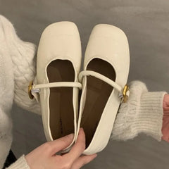 LBSFY -Flat Shoes for Women's 2025 Spring New Style French Retro Versatile Square Toe Shallow Mouth Pumps for Women Mary Jane Shoes