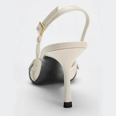 Lbsfy Pointed Toe Thin Heels Sandals Women Belt Buckle Elegant Slingback High Heels Female Brand Mules Pumps Zapatos De Mujer
