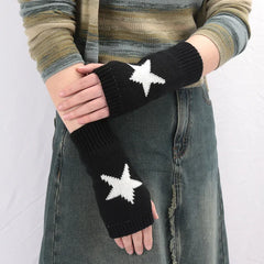 Lbsfy Knitted Half Finger Gloves Women's Warm Soft Winter Mittens for Girl Guantes Y2K Sleeve Girls Lolita Goth Fingerless Gloves