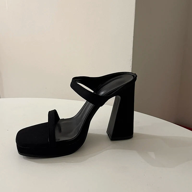LBSFY  Summer Women Leopard Print Slippers Fashion Open Toe Thick High Heel Party Dress Slides Shoes
