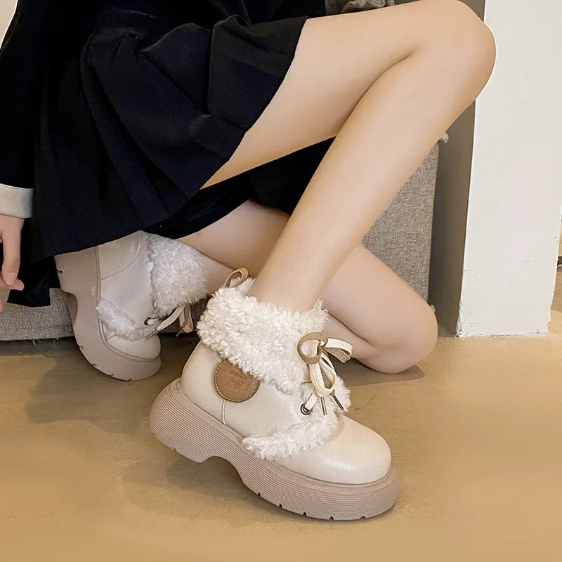LBSFY  -  Designer Fashion Casual Velvet Ankle Boots for Women Winter Soft-soled Women's Cotton Shoes Fashion Platform Snow Boots Female