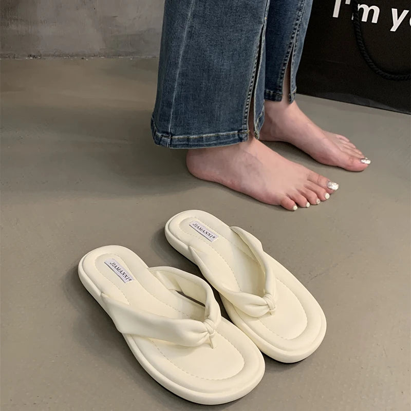 LBSFY  - 2024 Summers Women Slippers Fashion Elegant Clip Toe Soft Sole Flats Slides Shoes Ladies Outdoor Beach Sandalias Flip Flop