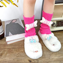 Lbsfy New Lovely Children Korean Lolita Style 27cm Leg Warmers Kids Knitted Warm Foot Cover for Girls Elastic Tube Socks Y2K Gloves
