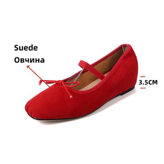 LBSFY  -  New Arrival Pumps Women Real Leather Round Toe Loafers Wedges Heels Office Lady Shoes Mary Jane Casual Pumps