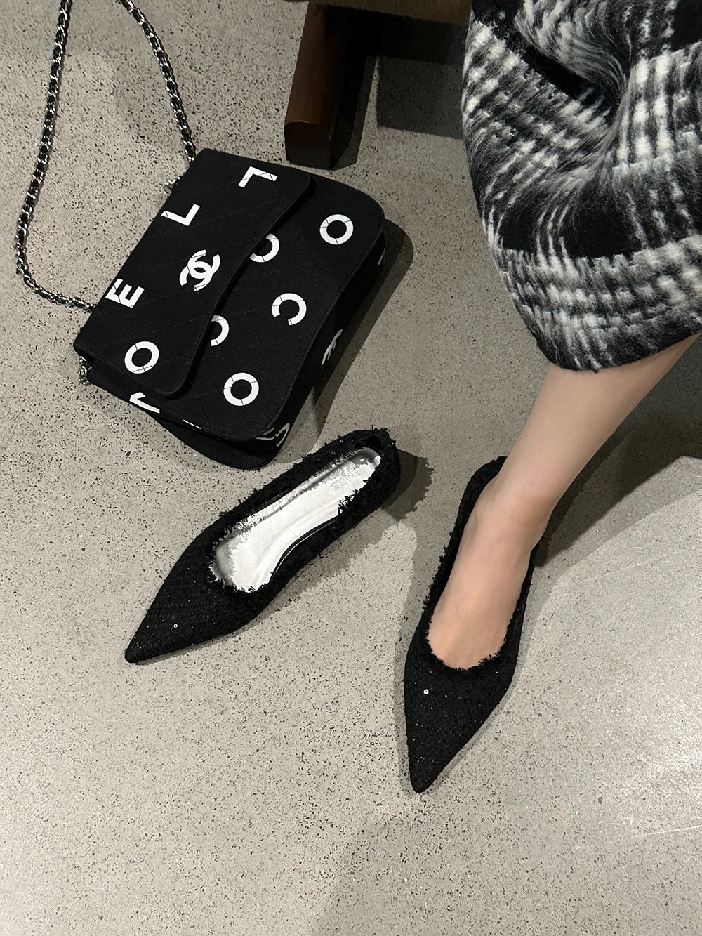 LBSFY  - Pointed Toe Women Loafers Casual Mules Shoes Shallow Slip On Sequined Cloth Autumn Spring Party Dress Casual Party Pumps 35-39