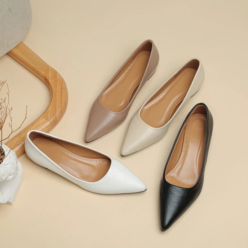 LBSFY  -New Pointed Toe Shallow Mouth Square Heel Small Leather Shoes Women's Elegant Fashion High Heels Dress Shoes Zapatos Mujer