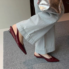 LBSFY -New Style Women's Fashion Patent Leather Pointed Toe Women Pumps Elegant Low Heels Sandals Casual Dress Street Style Shoes