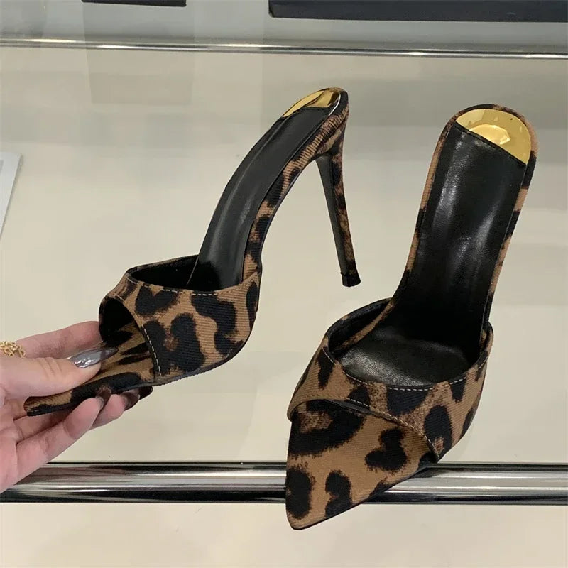 LBSFY -Summer Street Style Thin Heels Woman Slippers Sexy Pointed Toe Stripper Wedding Slides Ladies Shoes Zapatos De Mujer