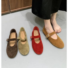 LBSFY -Autumn Fashion Flat Ballet Shoes Women Shallow Ballet Leather Round Toe Female Ballerina Soft Moccasin Mary Janes Shoes