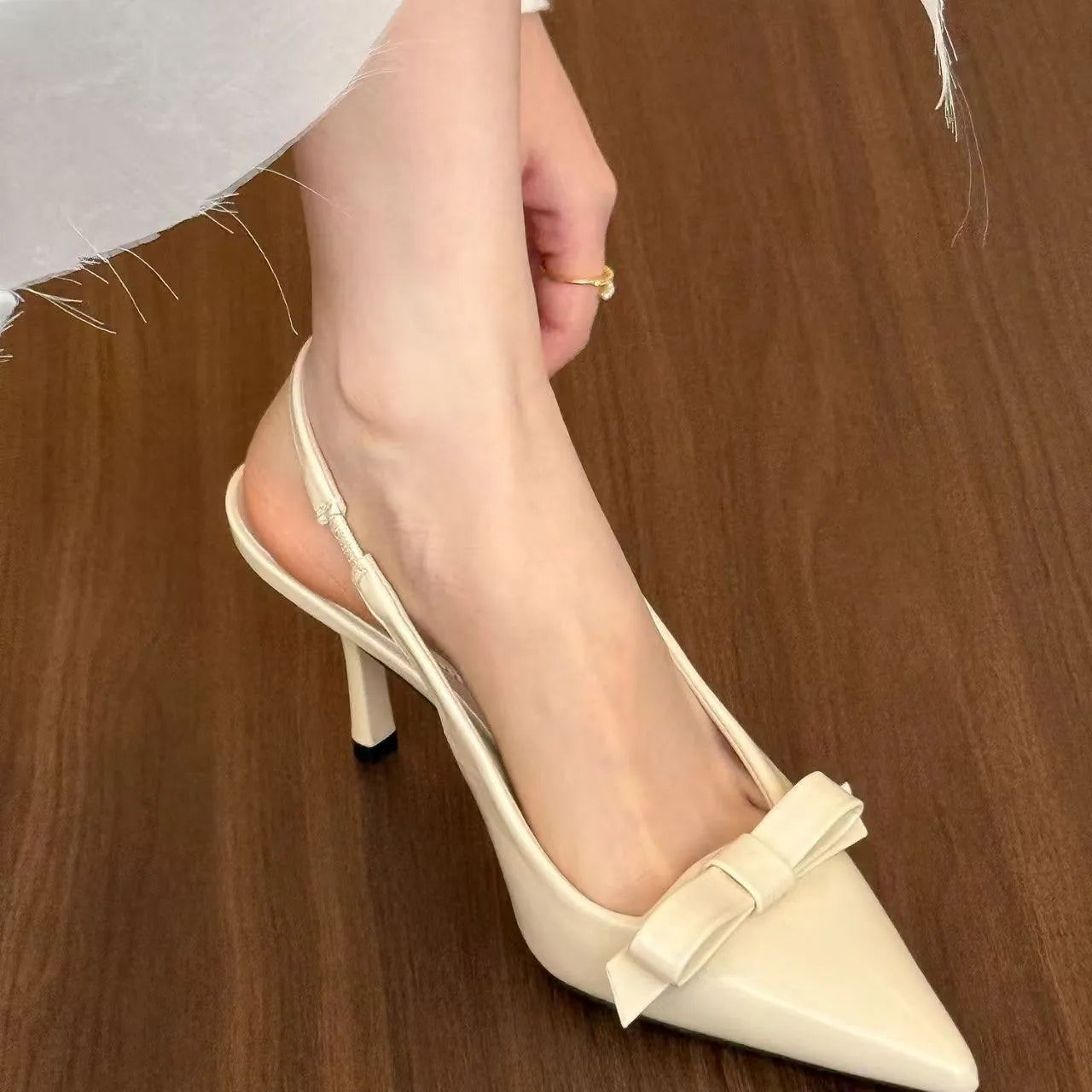 LBSFY -New Women's Bow Pointed High Heels Sandals Female Brand Designer Fashion Slide Sexy Suspender Shoes Elegant Mules Casual Shoes