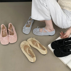 LBSFY -Spring Autumn Fashion Elastic Band Mesh Buckle Women Ballet Flats Round Toe  Casual Mules Shoes Zapatos De Mujer